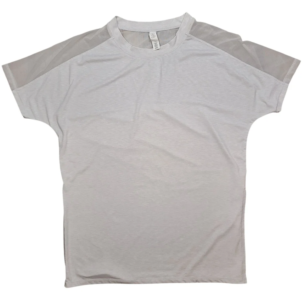 Athleta Mesh Shoulder Active Tee Gray White Workout Top Small - Picture 4 of 14